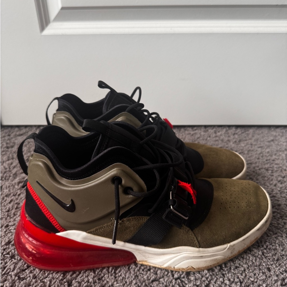 Nike Olive and Black Sneakers with Red Highlights